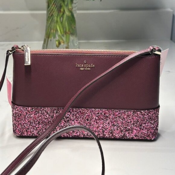 Kate Spade Greta Court Ramey Cherrywood Glitter Shoulder/Crossbody Bag NWT! - Picture 2 of 8